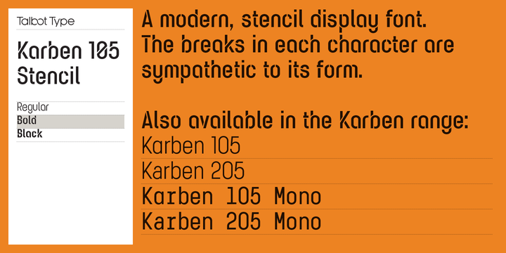 Ejemplo de fuente Karben 105 Stencil Bold